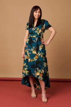 Floral High Low Wrap Maxi Dress