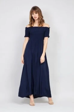 Shirred Top Maxi Dress -Girls Zone D146515 NAVY 1