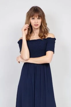 Shirred Top Maxi Dress -Girls Zone D146515 NAVY 3