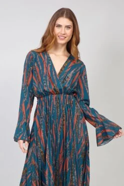 Striped Plunge Dress -Girls Zone D150274 TEAL 3