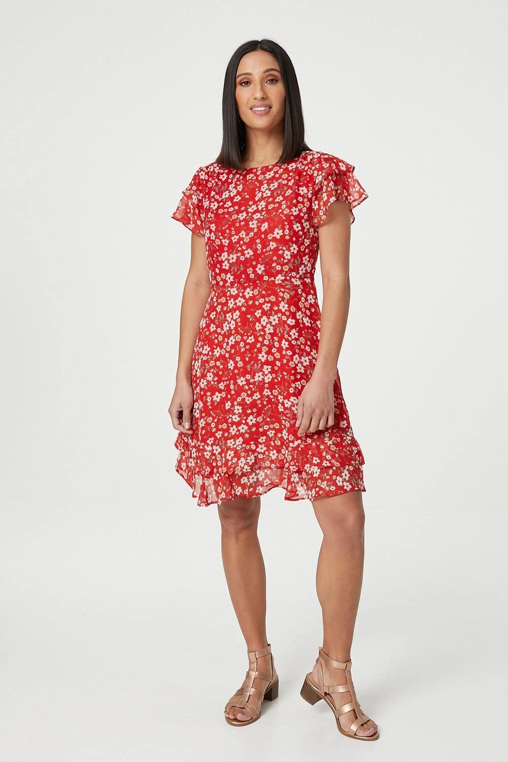 Ditsy Floral Frilled Sleeve Dress 4 Ditsy Floral Frilled Sleeve Dress - Image 4