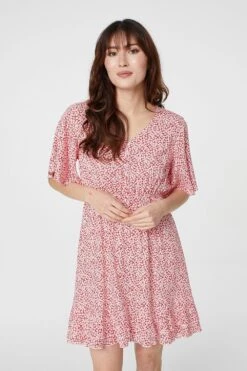 Ditsy Print Fit & Flare Mini Dress
