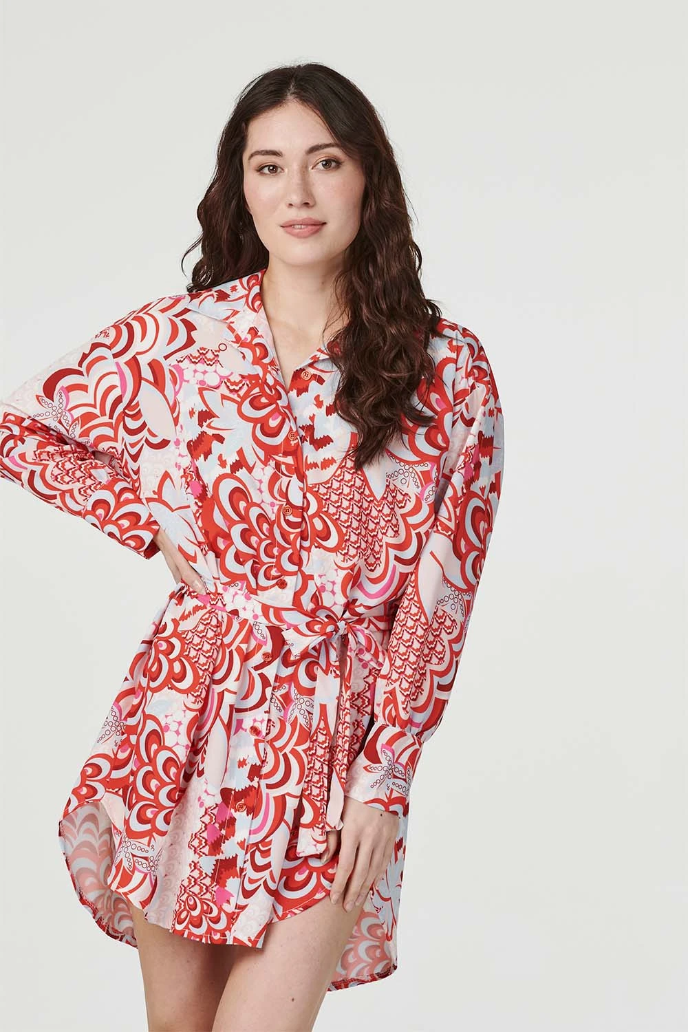 Retro Floral Mini Shirt Dress 3 Retro Floral Mini Shirt Dress - Image 3