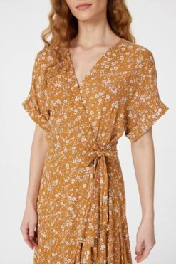 Floral Short Sleeve Wrap Dress 16 Floral Short Sleeve Wrap Dress -Girls Zone D161251 YELLOW 5