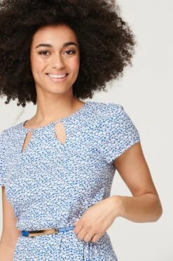 Ditsy Floral Cut Out Short Dress -Girls Zone D162271 BLUE 4