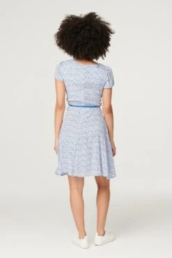 Ditsy Floral Cut Out Short Dress -Girls Zone D162271 BLUE 5