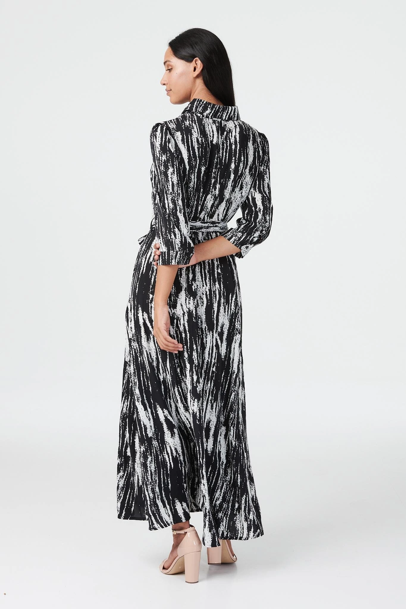 Abstract V-Neck A-Line Midi Dress 3 Abstract V-Neck A-Line Midi Dress - Image 3