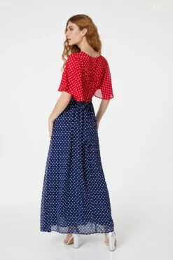 Polka Dot Flared Sleeve Maxi Dress -Girls Zone D163163 MULTI RED 5