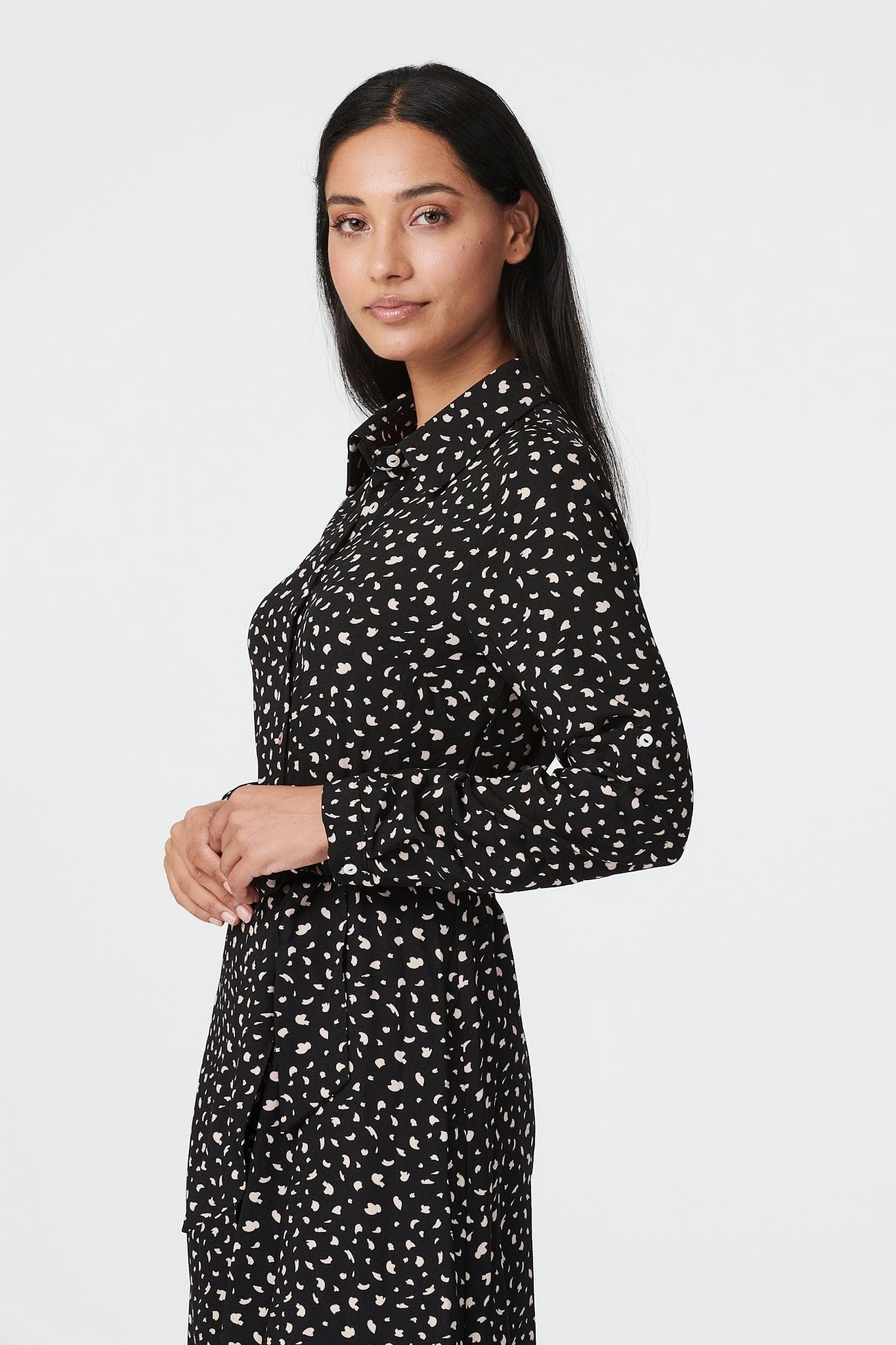 Ditsy Print Tie Waist Midi Shirt Dress 7 Ditsy Print Tie Waist Midi Shirt Dress - Image 7