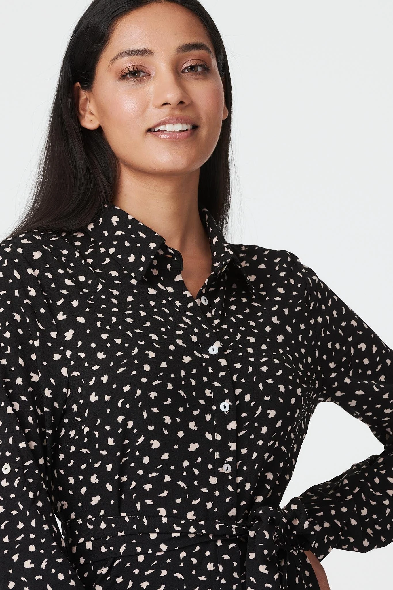 Ditsy Print Tie Waist Midi Shirt Dress 9 Ditsy Print Tie Waist Midi Shirt Dress - Image 9