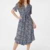 Ditsy Print Tie Front Tea Dress