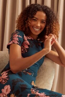 Floral Round Neck Tea Dress -Girls Zone D1638193