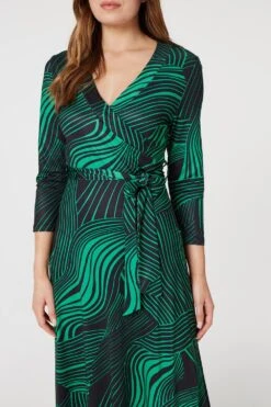 Abstract Print Maxi Wrap Dress -Girls Zone D163910 GREEN 5