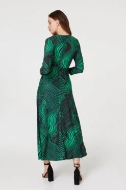 Abstract Print Maxi Wrap Dress -Girls Zone D163910 GREEN 6