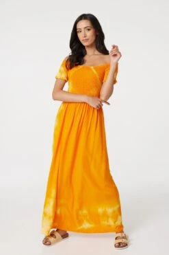 Tie Dye Cap Sleeve Maxi Dress