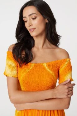 Tie Dye Cap Sleeve Maxi Dress -Girls Zone D164026 ORANGE 4