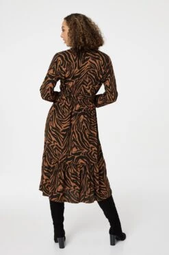 Zebra Print Shirt Dress -Girls Zone D164922 BURNT ORANGE 4