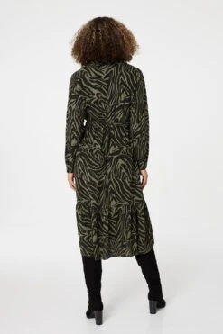 Zebra Print Shirt Dress -Girls Zone D164922 KHAKI 5