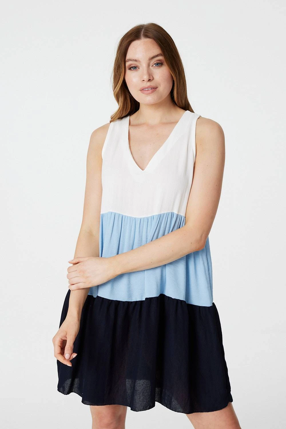 Colour Block V-Neck Smock Dress 3 Colour Block V-Neck Smock Dress - Image 3