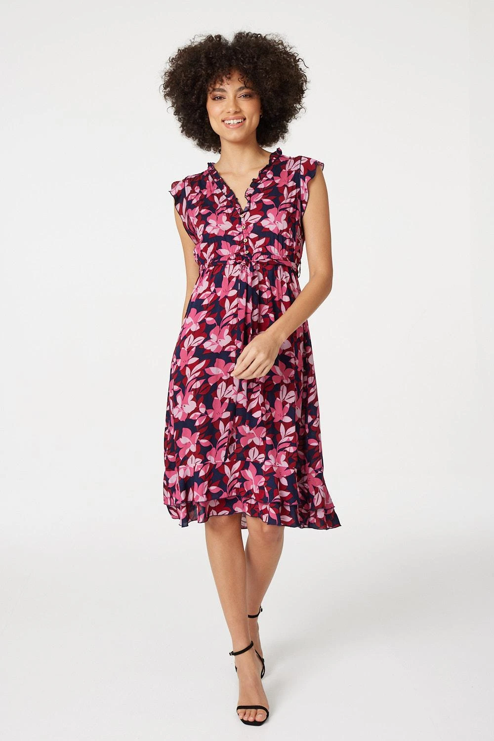 Floral Frill Detail Short Dress 5 Floral Frill Detail Short Dress - Image 5