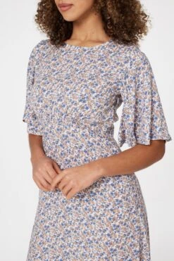 Floral Angel Sleeved Midi Dress 22 Floral Angel Sleeved Midi Dress -Girls Zone D165069 MULTI BLUE 3