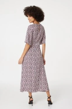 Floral Angel Sleeved Midi Dress 14 Floral Angel Sleeved Midi Dress -Girls Zone D165069 MULTI PINK 6