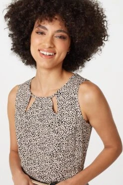 Printed Cut Out Front Maxi Dress -Girls Zone D165158 BEIGE 4