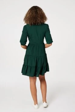1/2 Sleeve Smocked Mini Dress -Girls Zone D165195 DARK GREEN 6