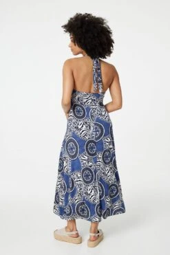 Mosaic Print Halter Neck Maxi Dress -Girls Zone D165388 MULTINAVY 5