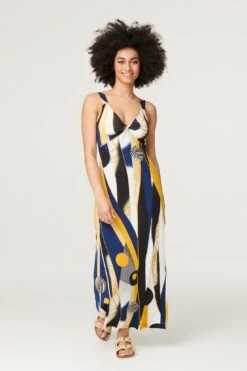 Printed Twist Detail Maxi Dress 10 Printed Twist Detail Maxi Dress -Girls Zone D165878 MUSTARD 2