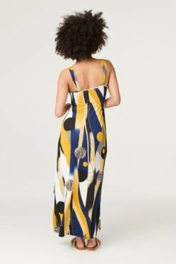 Printed Twist Detail Maxi Dress 8 Printed Twist Detail Maxi Dress -Girls Zone D165878 MUSTARD 5
