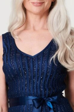 Sequin Sleeveless Tie Waist Dress -Girls Zone D165906 NAVY 4