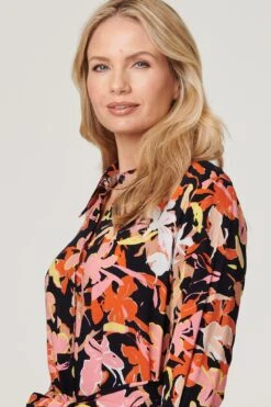 Floral Split Detail Shirt Dress -Girls Zone D165948 RED 4