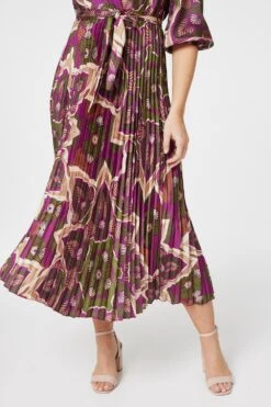 Printed 3/4 Sleeve Satin Wrap Dress 10 Printed 3/4 Sleeve Satin Wrap Dress -Girls Zone D166264 MULTI GREEN 3