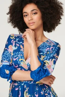 Floral Empire Tiered Maxi Dress 8 Floral Empire Tiered Maxi Dress -Girls Zone D166871 MULTI BLUE 3