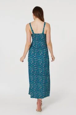 Printed Empire A-Line Maxi Dress -Girls Zone D166889 GREEN 5