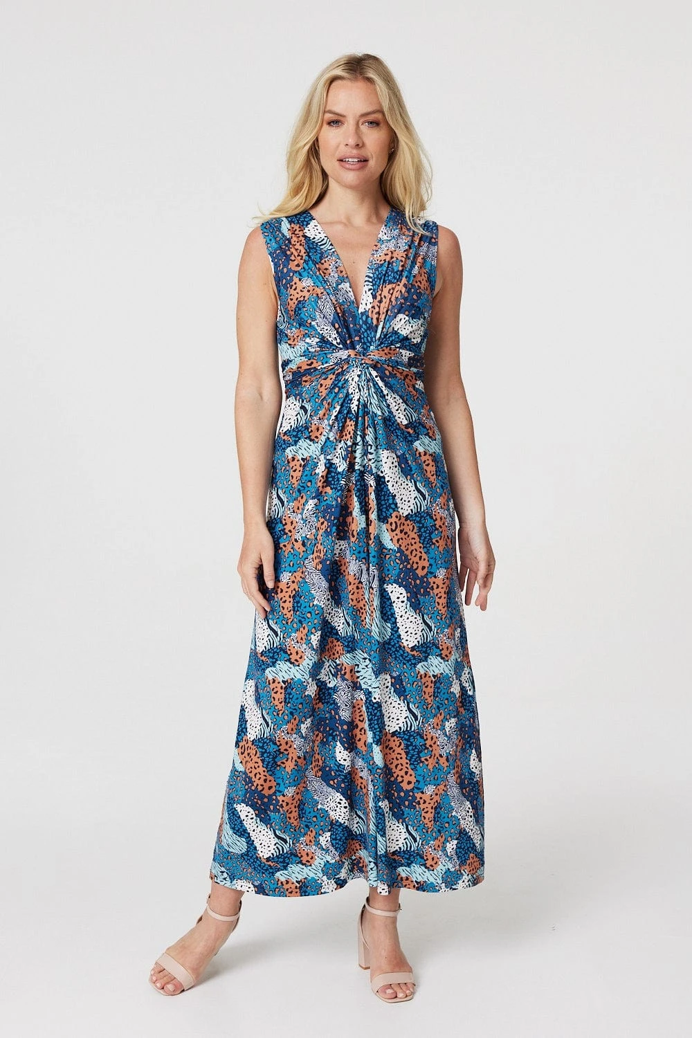 Printed Knot Front Maxi Dress 1 Printed Knot Front Maxi Dress