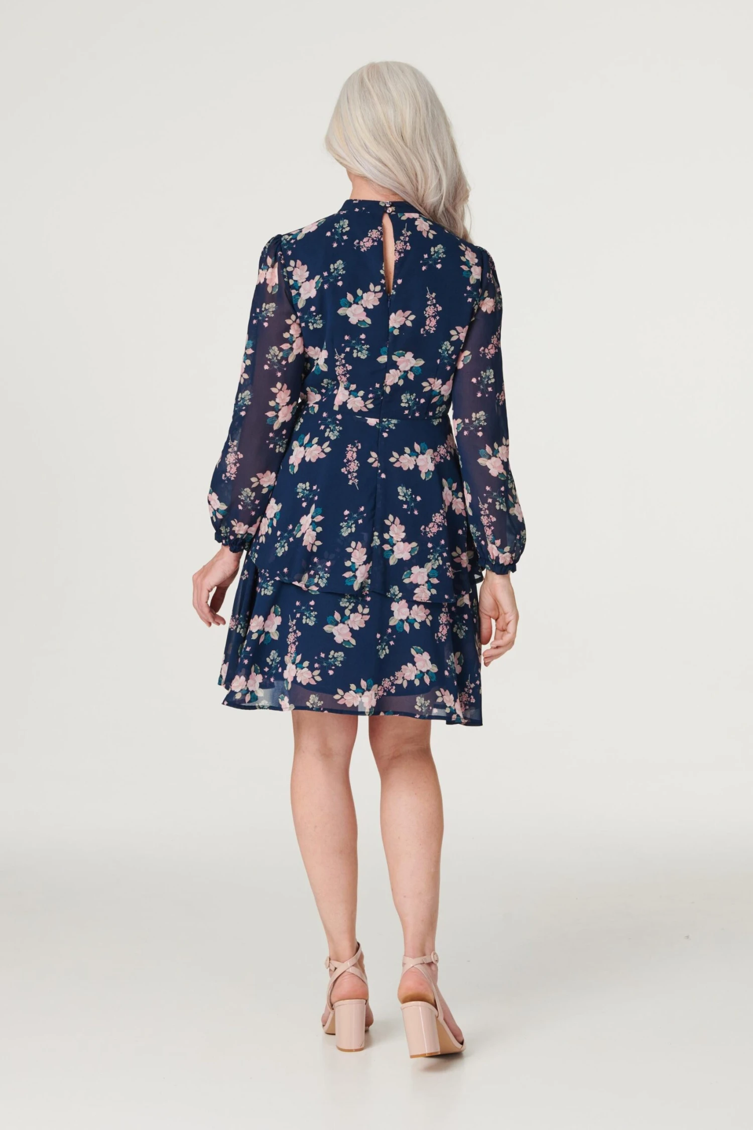 Floral High Neck Layered Dress 3 Floral High Neck Layered Dress - Image 3