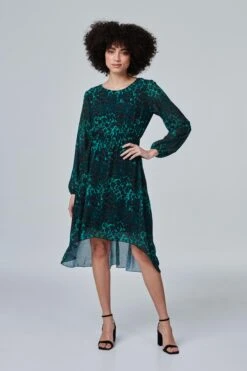 Leopard Print Sheer Sleeve Dress