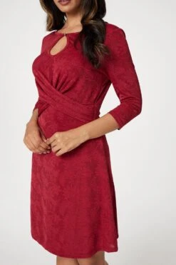 Floral Ruched Front Skater Dress 10 Floral Ruched Front Skater Dress -Girls Zone D167099 RED 4