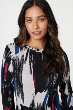 Brushstroke Print Bodycon Dress -Girls Zone D167243 MULTI PINK 6