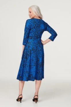 Leopard Print Midi Wrap Dress -Girls Zone D167511 COBALTBLUE 6