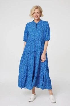 Printed Tiered Maxi Smock Dress