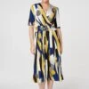 Printed Wrap Front Midi Dress