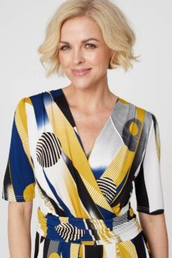 Printed Wrap Front Midi Dress -Girls Zone D167953 MUSTARD 4