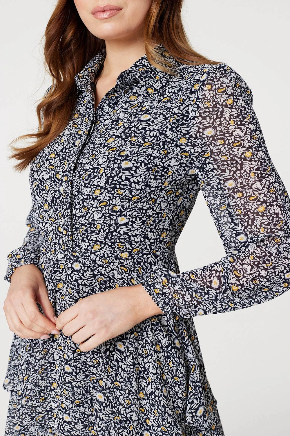 Floral Layered Hem Shirt Dress 5 Floral Layered Hem Shirt Dress - Image 5