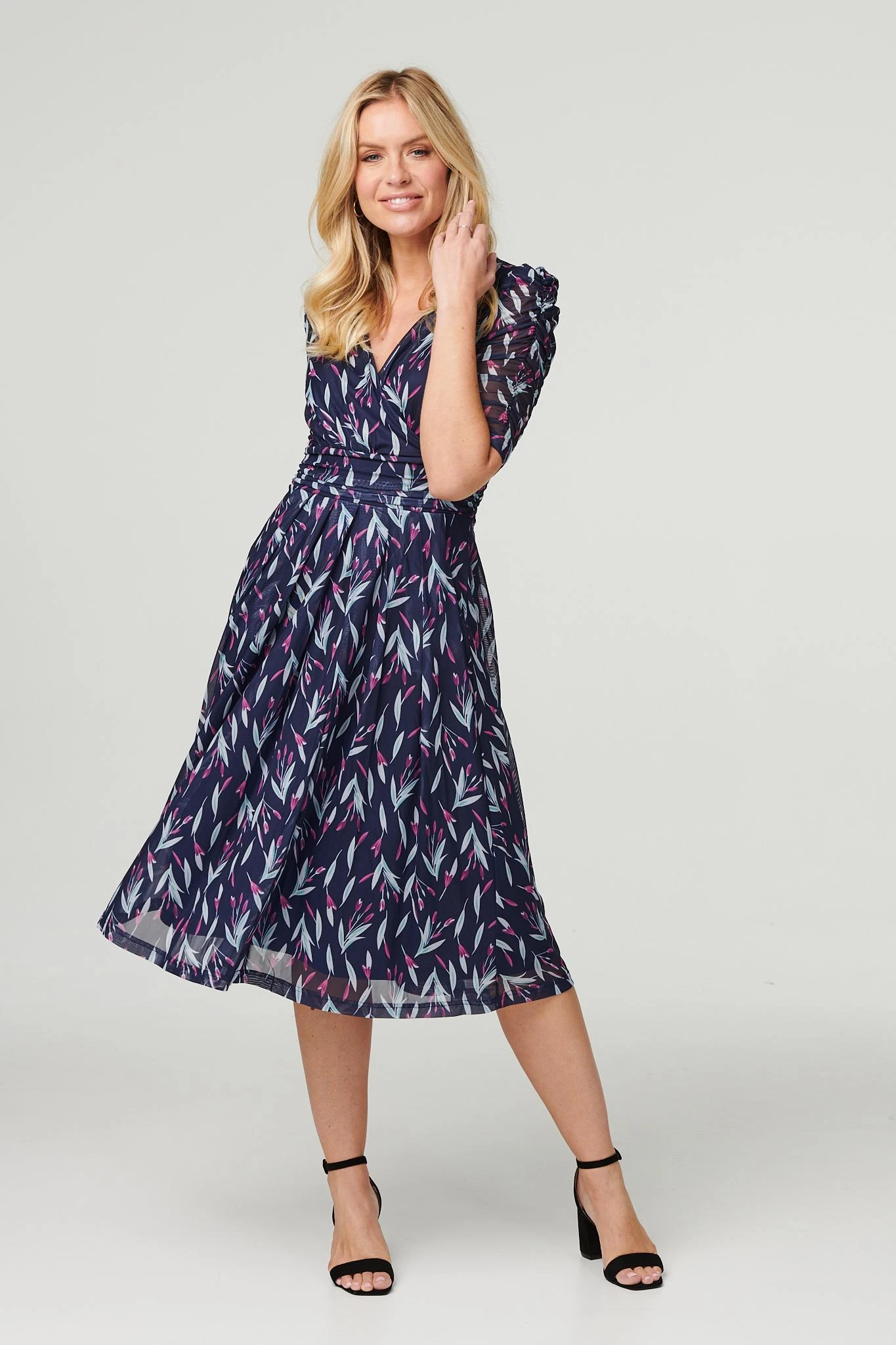 Floral 1/2 Sleeve Midi Dress 1 Floral 1/2 Sleeve Midi Dress