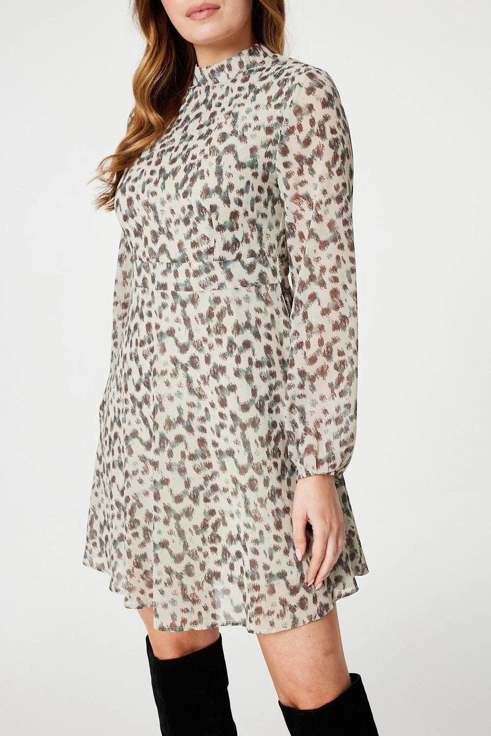 Animal Print High Neck Mini Dress 5 Animal Print High Neck Mini Dress - Image 5
