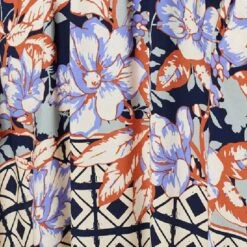 Floral Border Print V-Neck Midi Dress 17 Floral Border Print V-Neck Midi Dress -Girls Zone D169171 MULTI NAVY swatch