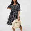 Paisley Print Keyhole Neck Relaxed Dress